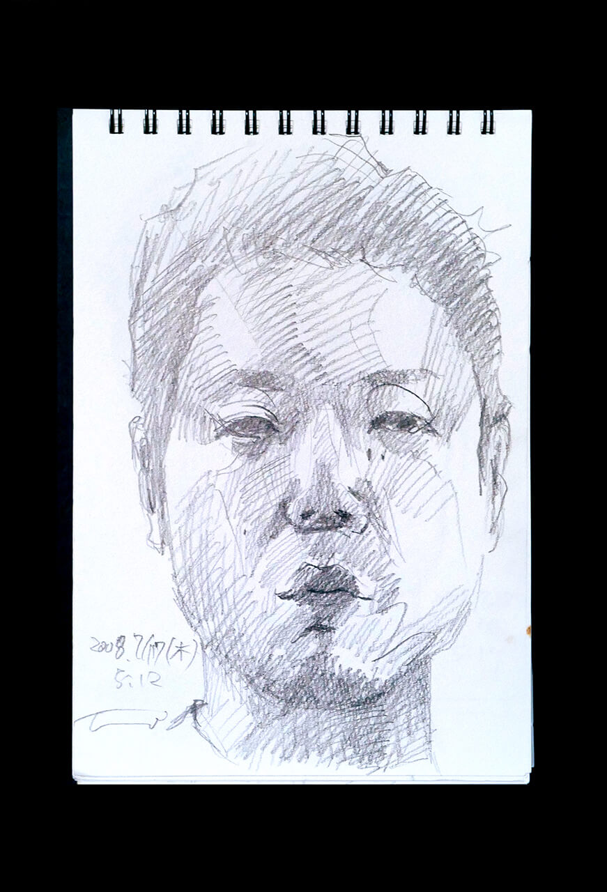 Contemporary artist SHINTAKU Tomoni's 2008/7/17 Self-portrait or pencil drawing