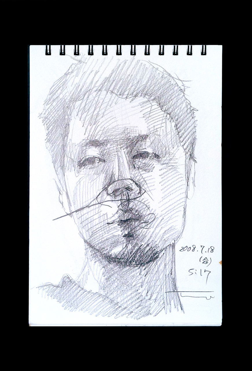 Contemporary artist SHINTAKU Tomoni's 2008/7/18 Self-portrait or pencil drawing