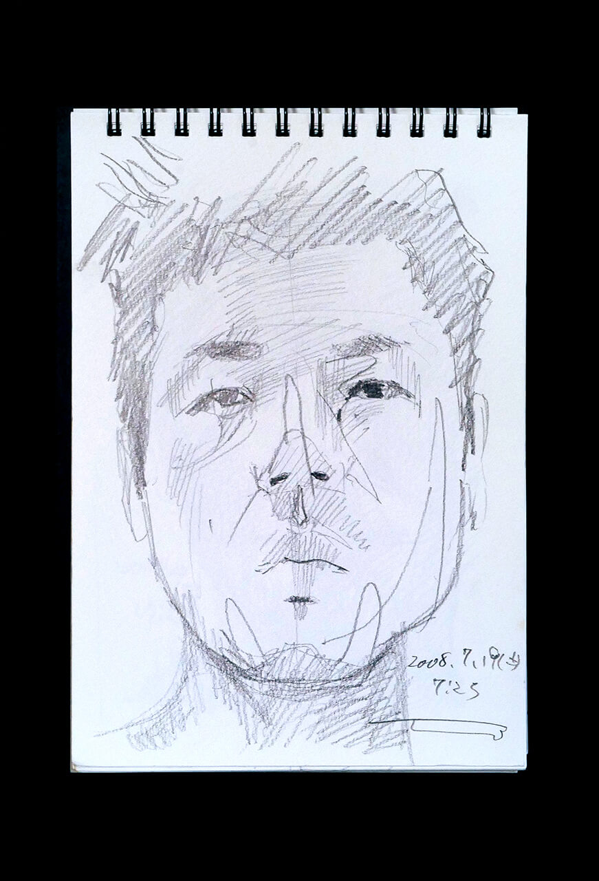 Contemporary artist SHINTAKU Tomoni's 2008/7/19 Self-portrait or pencil drawing