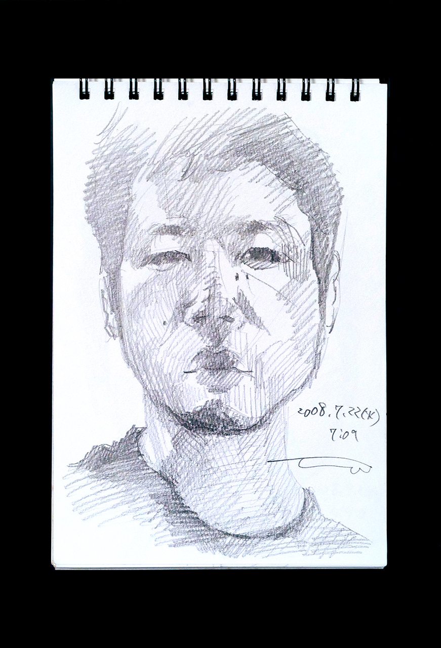 Contemporary artist SHINTAKU Tomoni's 2008/7/22 Self-portrait or pencil drawing
