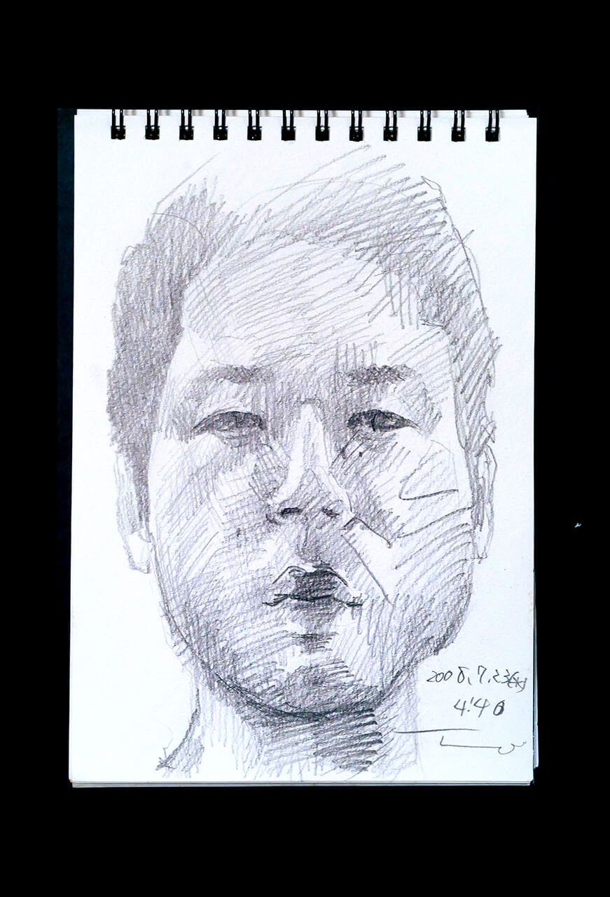 Contemporary artist SHINTAKU Tomoni's 2008/7/23 Self-portrait or pencil drawing