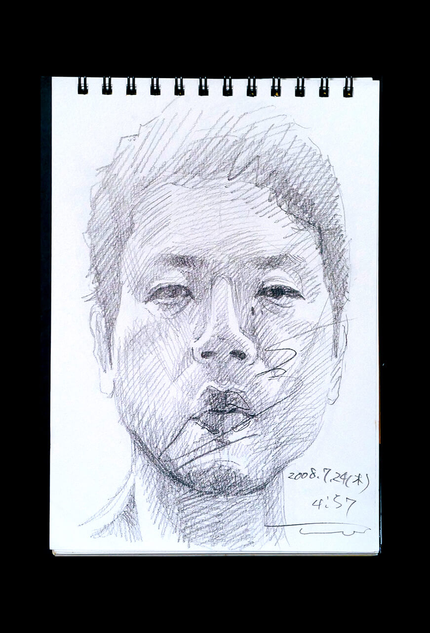 Contemporary artist SHINTAKU Tomoni's 2008/7/24 Self-portrait or pencil drawing