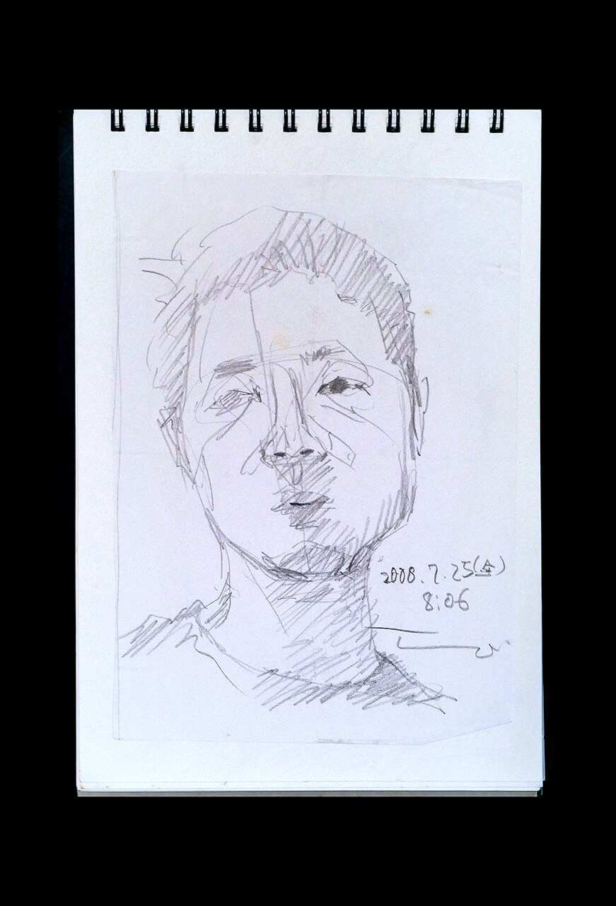 Contemporary artist SHINTAKU Tomoni's 2008/7/25 Self-portrait or pencil drawing