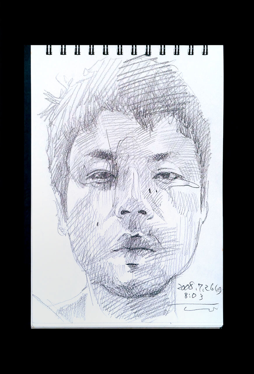 Contemporary artist SHINTAKU Tomoni's 2008/7/26 Self-portrait or pencil drawing