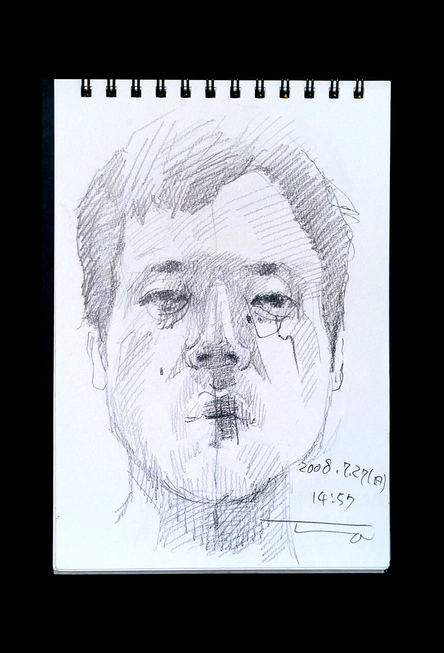 Contemporary artist SHINTAKU Tomoni's 2008/7/27 Self-portrait or pencil drawing