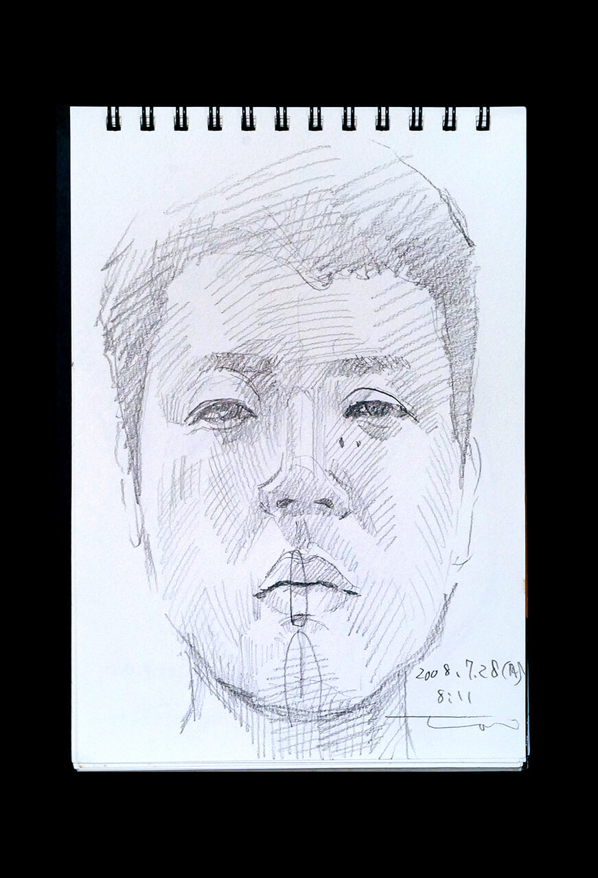Contemporary artist SHINTAKU Tomoni's 2008/7/28 Self-portrait or pencil drawing