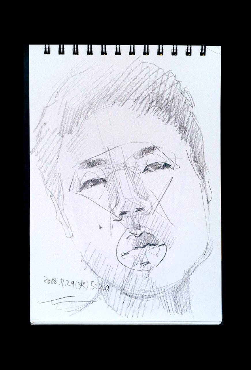 Contemporary artist SHINTAKU Tomoni's 2008/7/29 Self-portrait or pencil drawing
