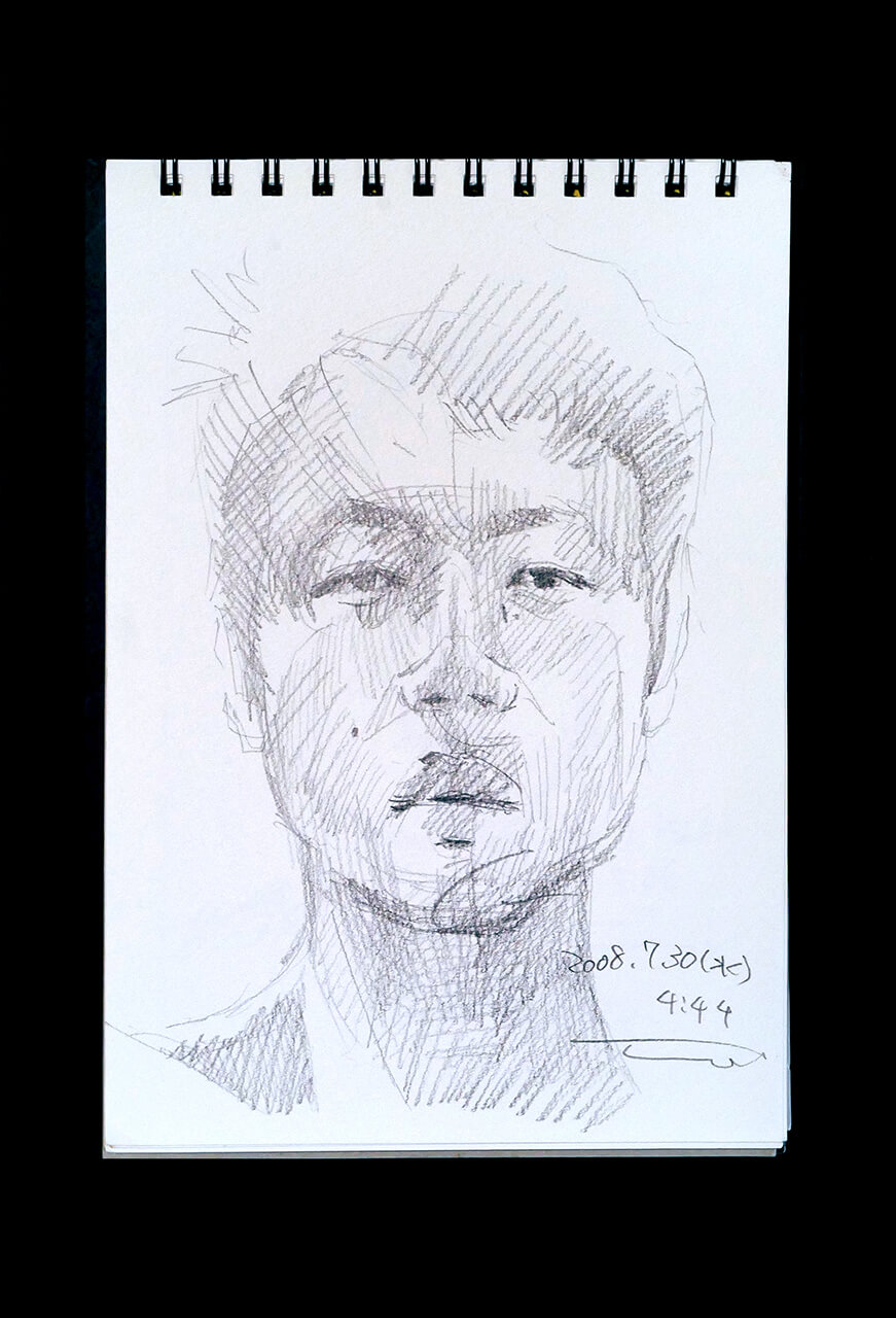 Contemporary artist SHINTAKU Tomoni's 2008/7/30 Self-portrait or pencil drawing