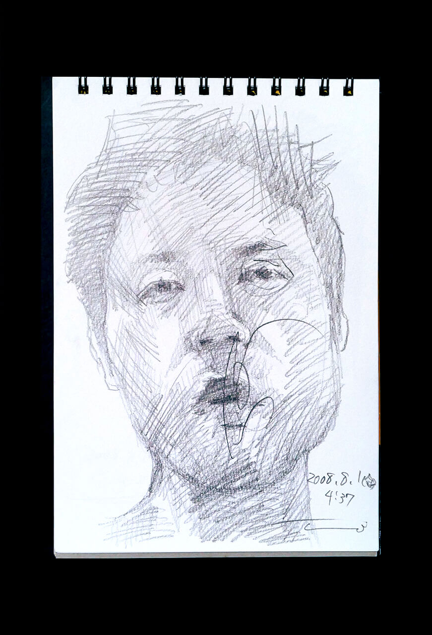 Contemporary artist SHINTAKU Tomoni's 2008/8/1 Self-portrait or pencil drawing
