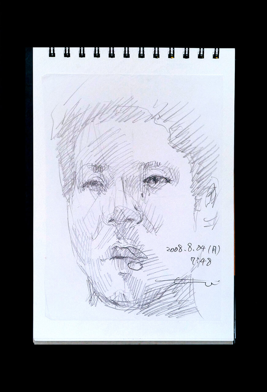 Contemporary artist SHINTAKU Tomoni's 2008/8/4 Self-portrait or pencil drawing