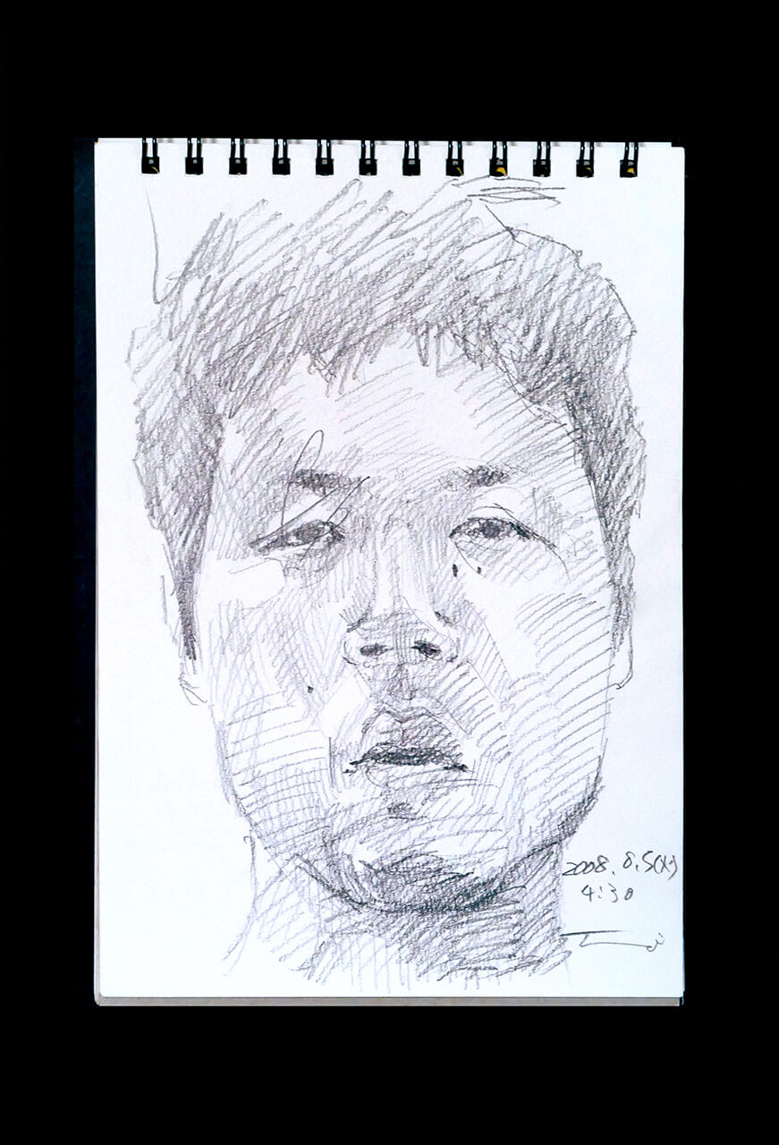Contemporary artist SHINTAKU Tomoni's 2008/8/5 Self-portrait or pencil drawing