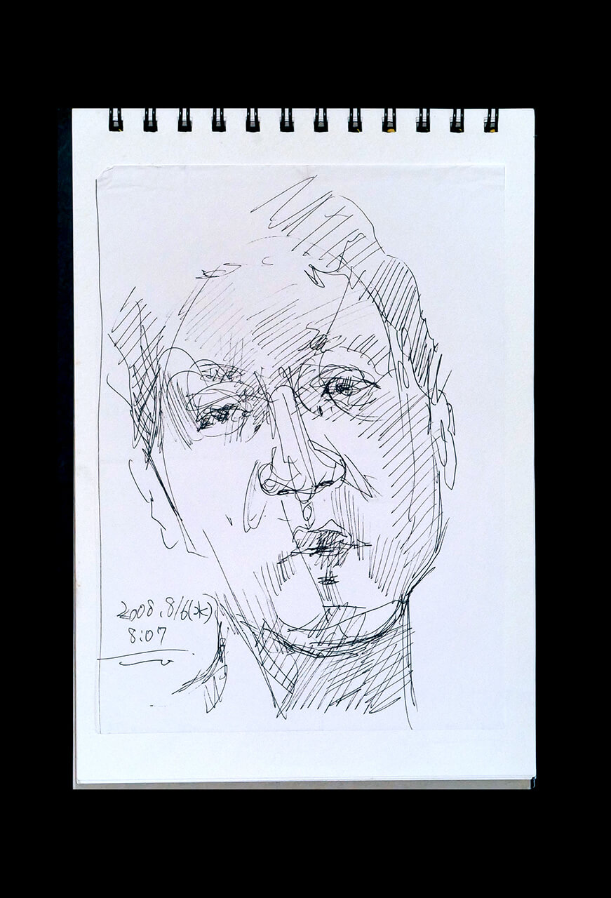 Contemporary artist SHINTAKU Tomoni's 2008/8/6 Self-portrait or pencil drawing