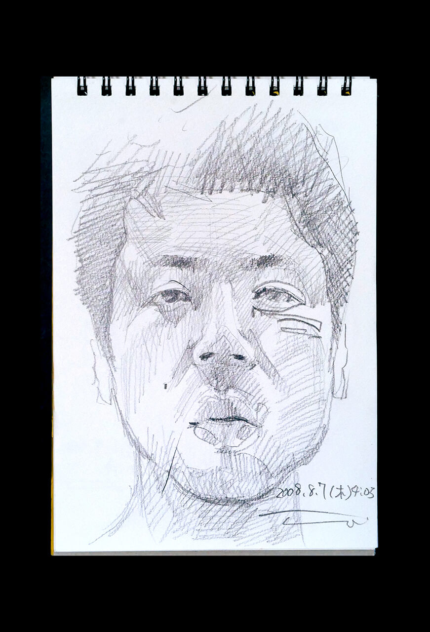 Contemporary artist SHINTAKU Tomoni's 2008/8/7 Self-portrait or pencil drawing