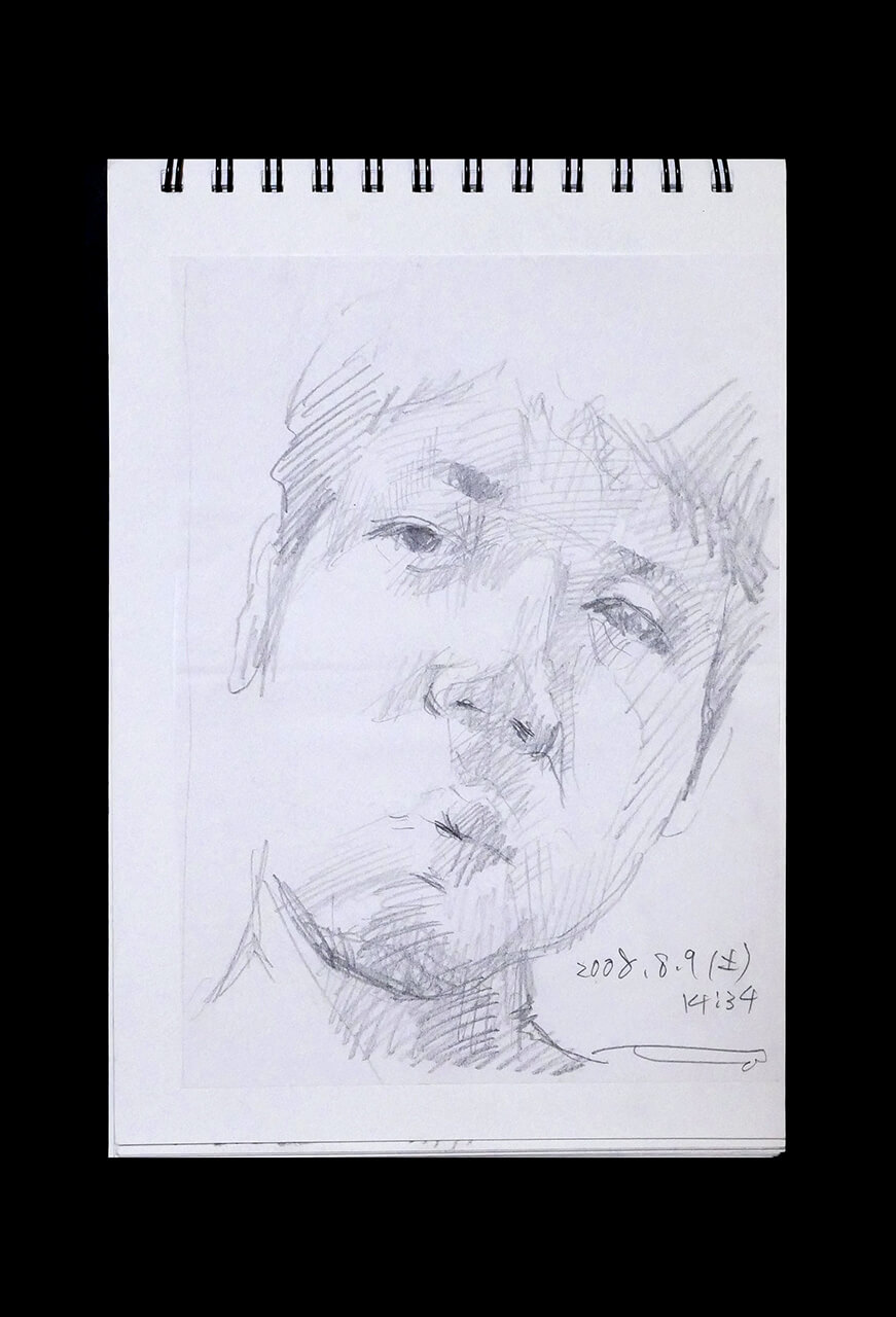 Contemporary artist SHINTAKU Tomoni's 2008/8/9 Self-portrait or pencil drawing