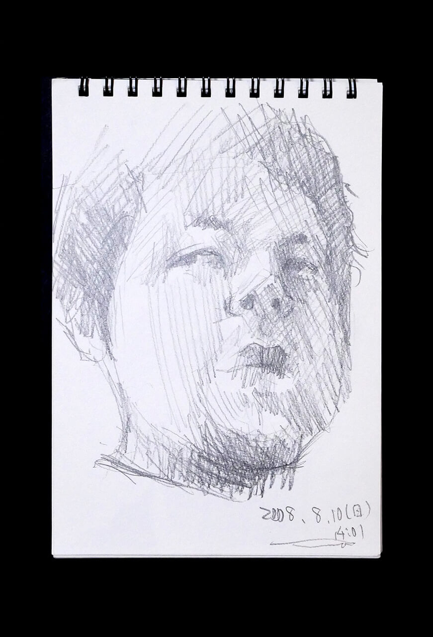 Contemporary artist SHINTAKU Tomoni's 2008/8/10 Self-portrait or pencil drawing