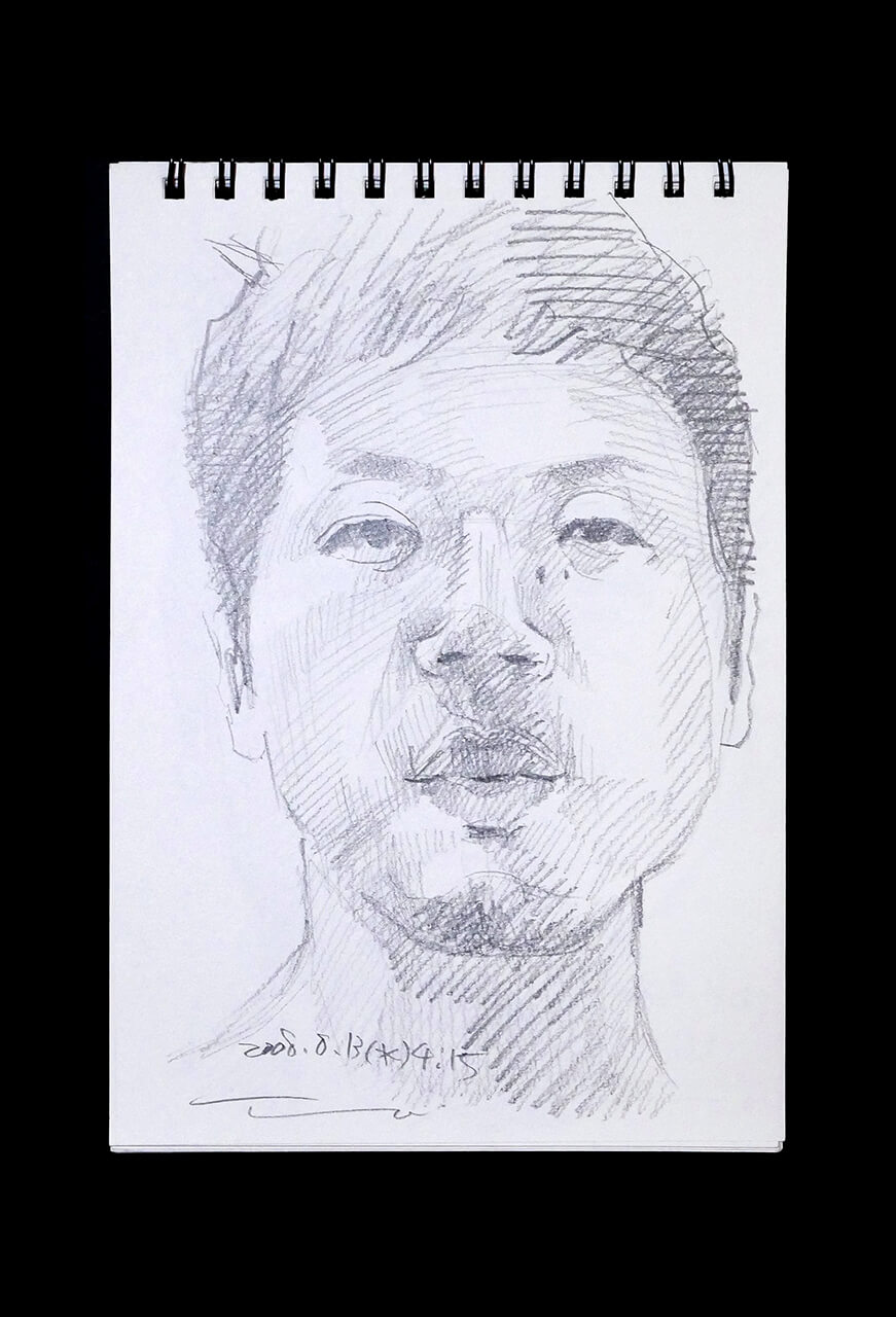Contemporary artist SHINTAKU Tomoni's 2008/8/13 Self-portrait or pencil drawing