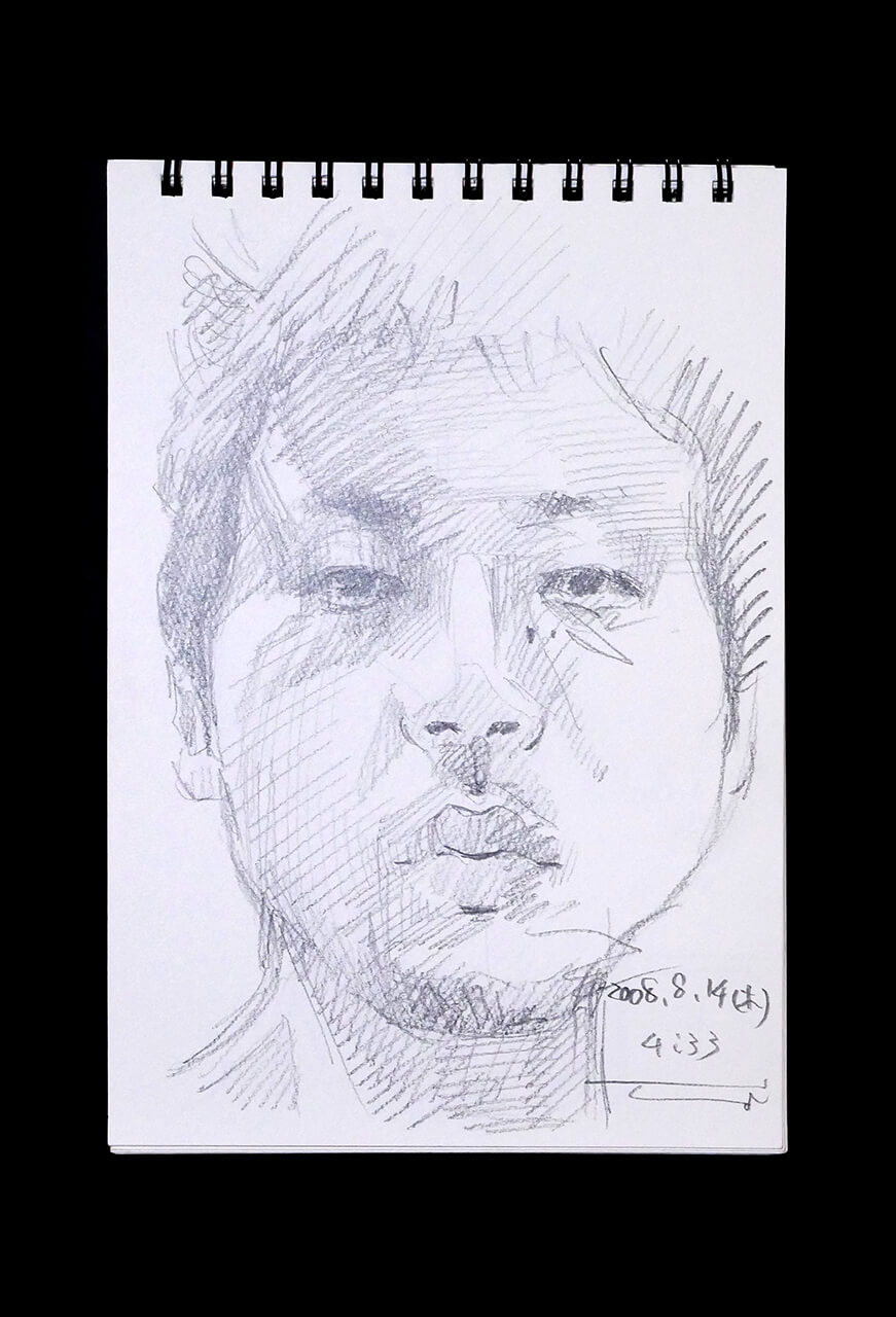 Contemporary artist SHINTAKU Tomoni's 2008/8/14 Self-portrait or pencil drawing