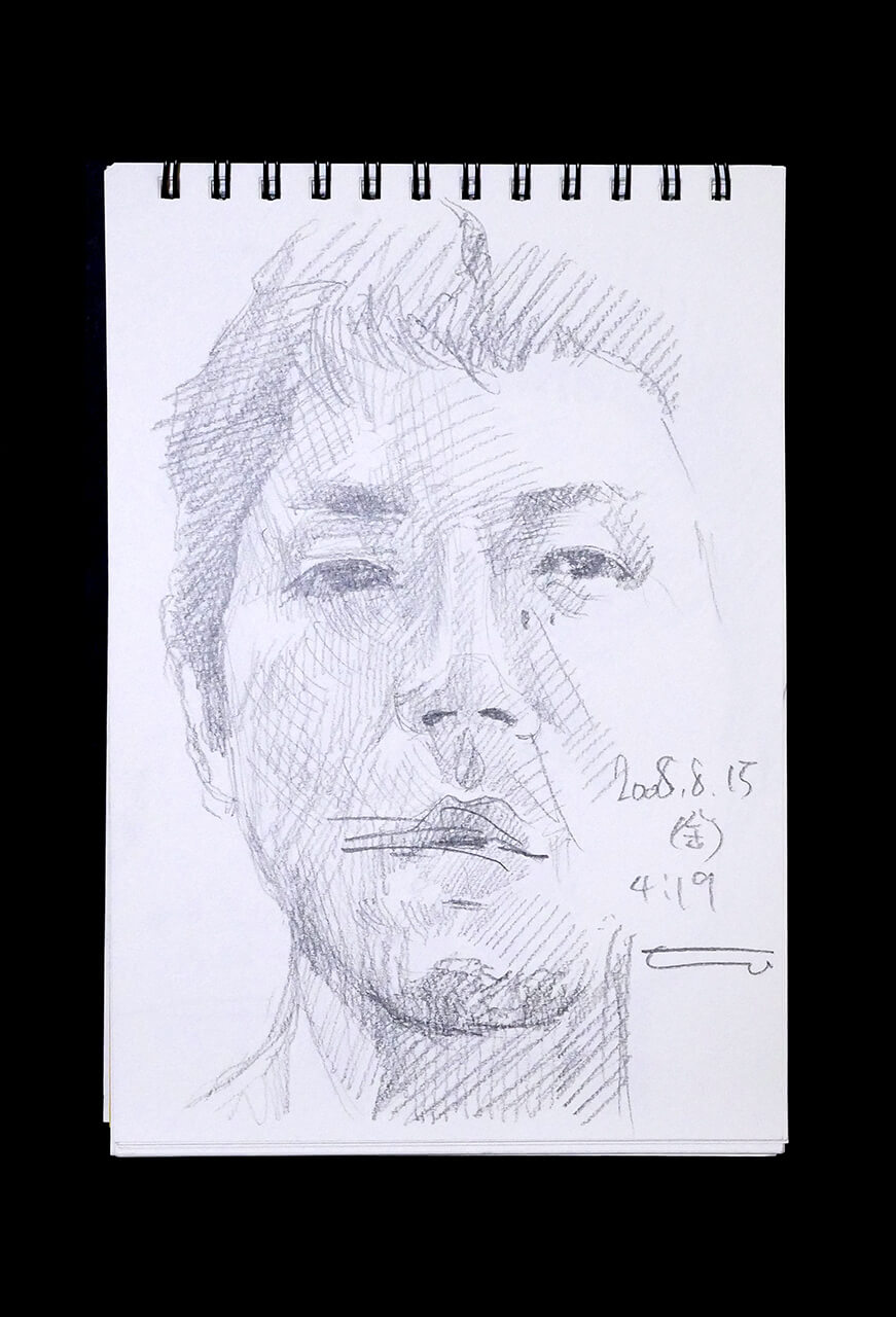 Contemporary artist SHINTAKU Tomoni's 2008/8/15 Self-portrait or pencil drawing