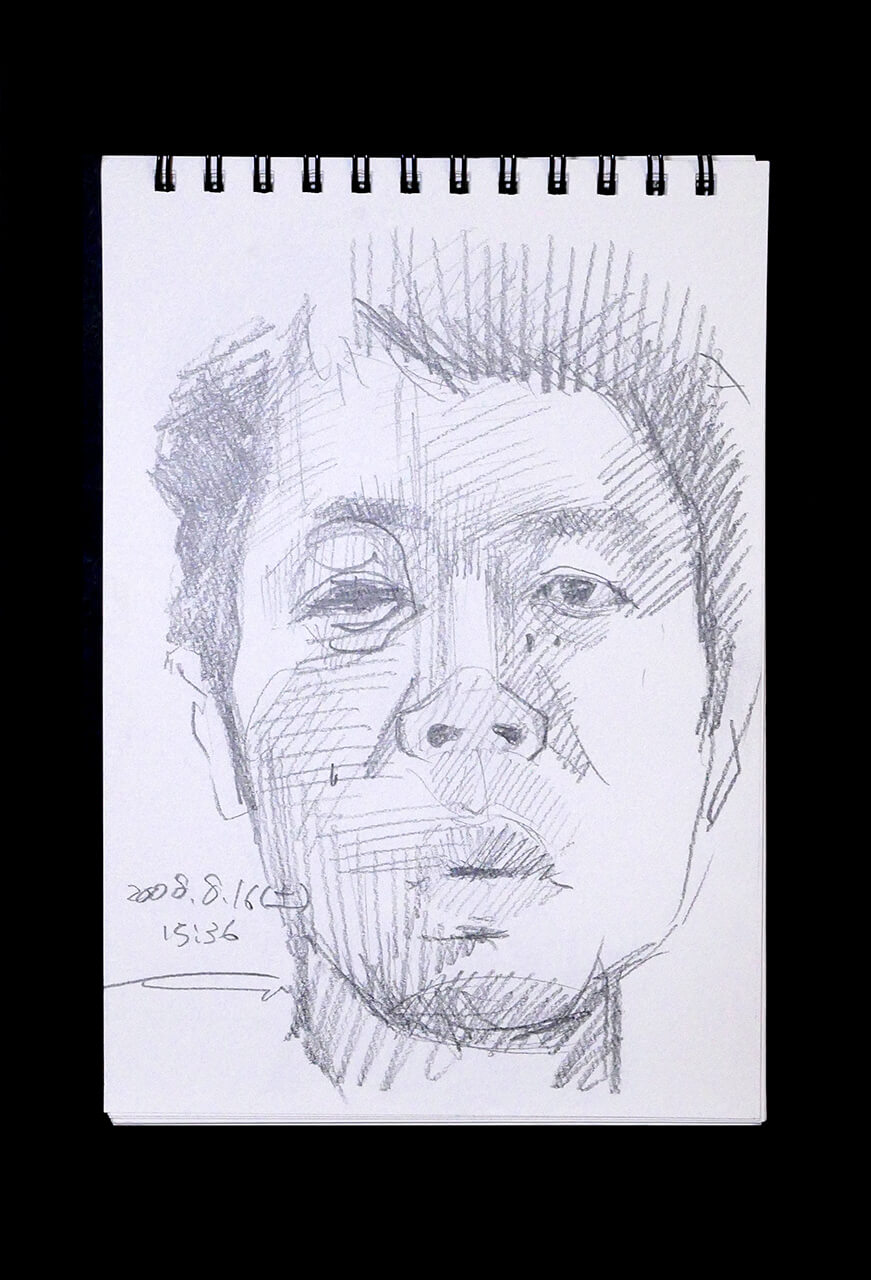 Contemporary artist SHINTAKU Tomoni's 2008/8/16 Self-portrait or pencil drawing