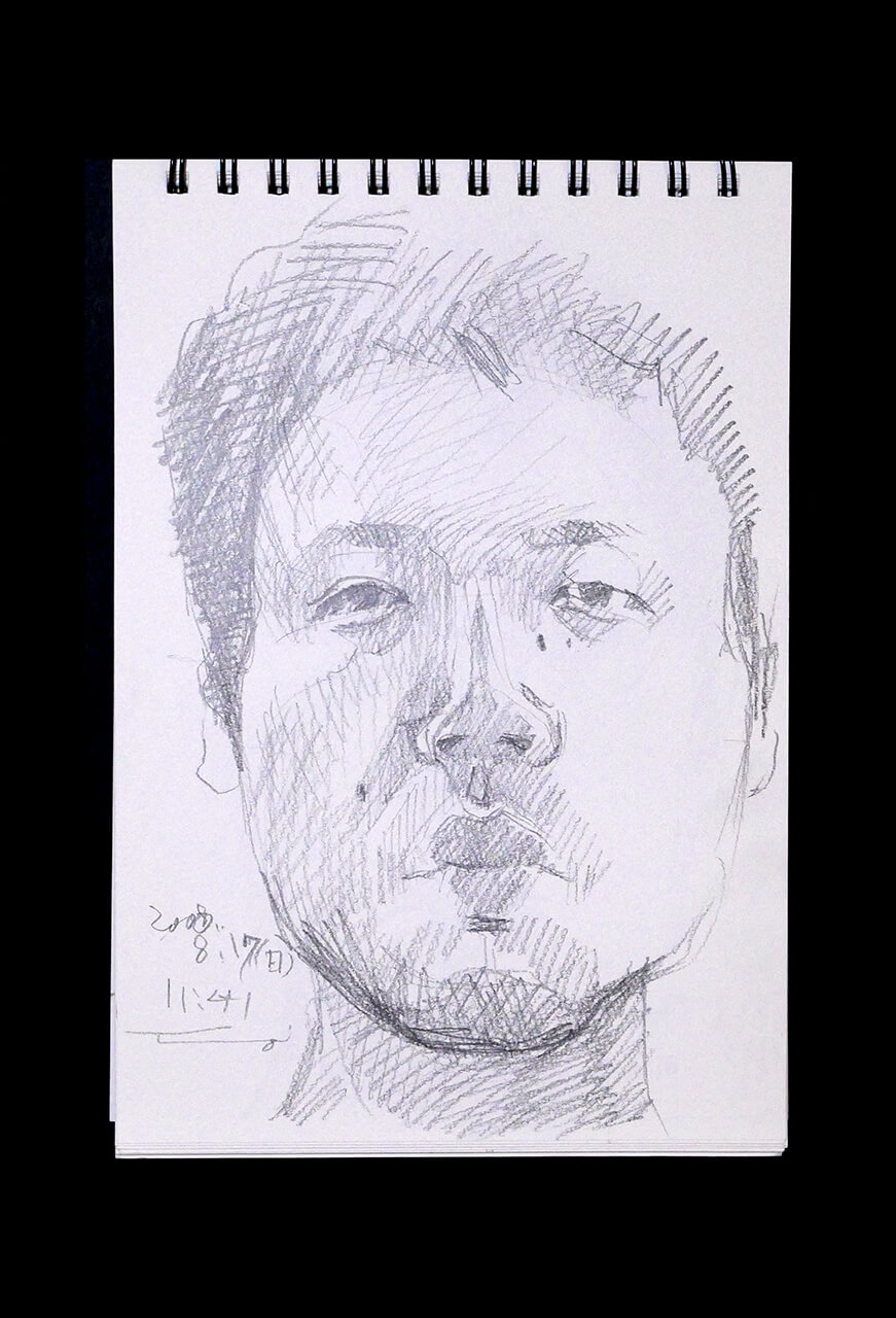 Contemporary artist SHINTAKU Tomoni's 2008/8/17 Self-portrait or pencil drawing