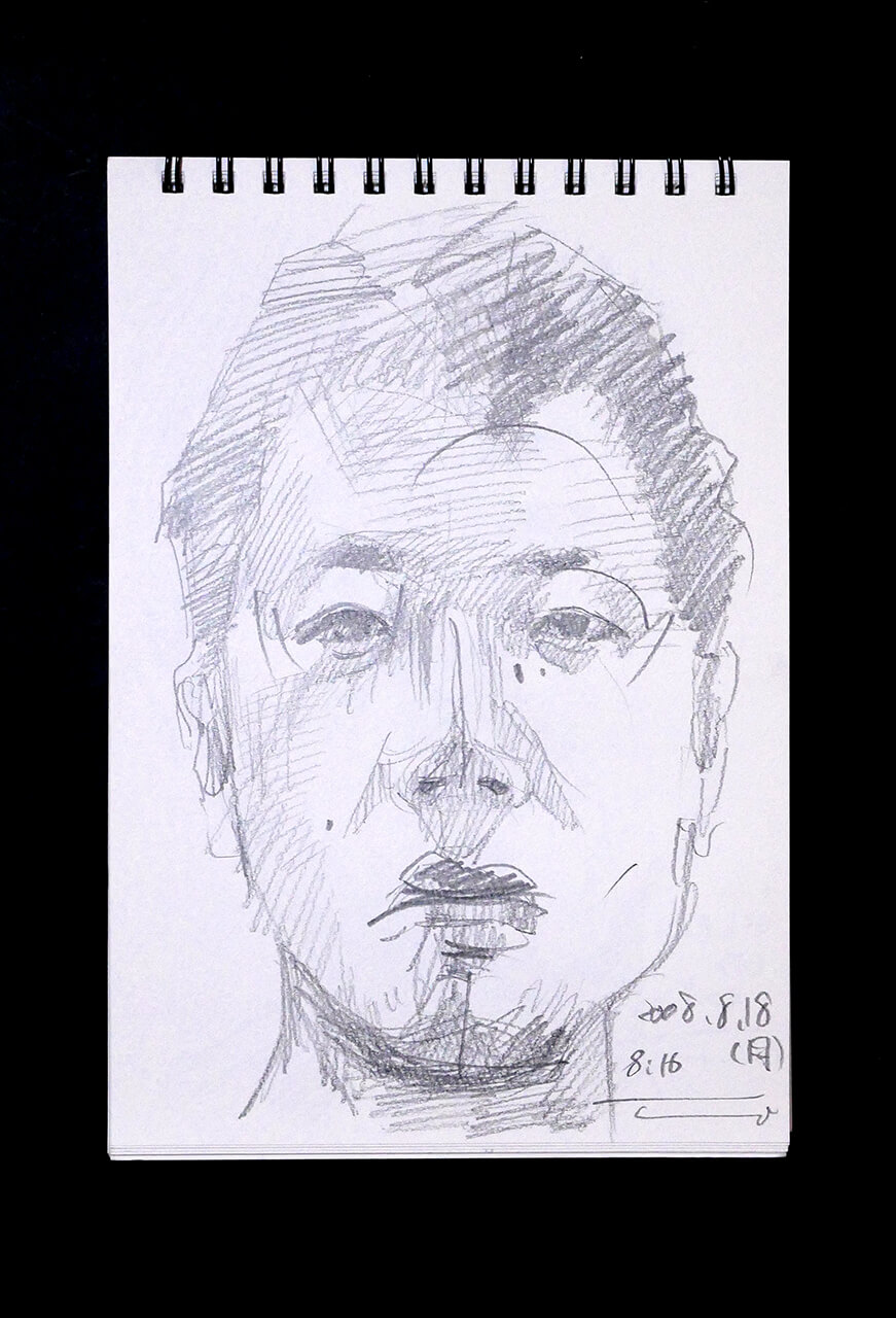 Contemporary artist SHINTAKU Tomoni's 2008/8/18 Self-portrait or pencil drawing