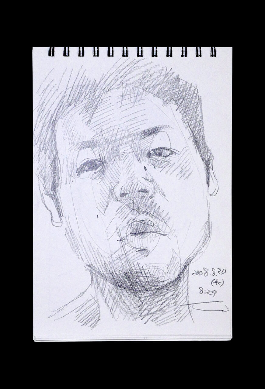 Contemporary artist SHINTAKU Tomoni's 2008/8/20 Self-portrait or pencil drawing