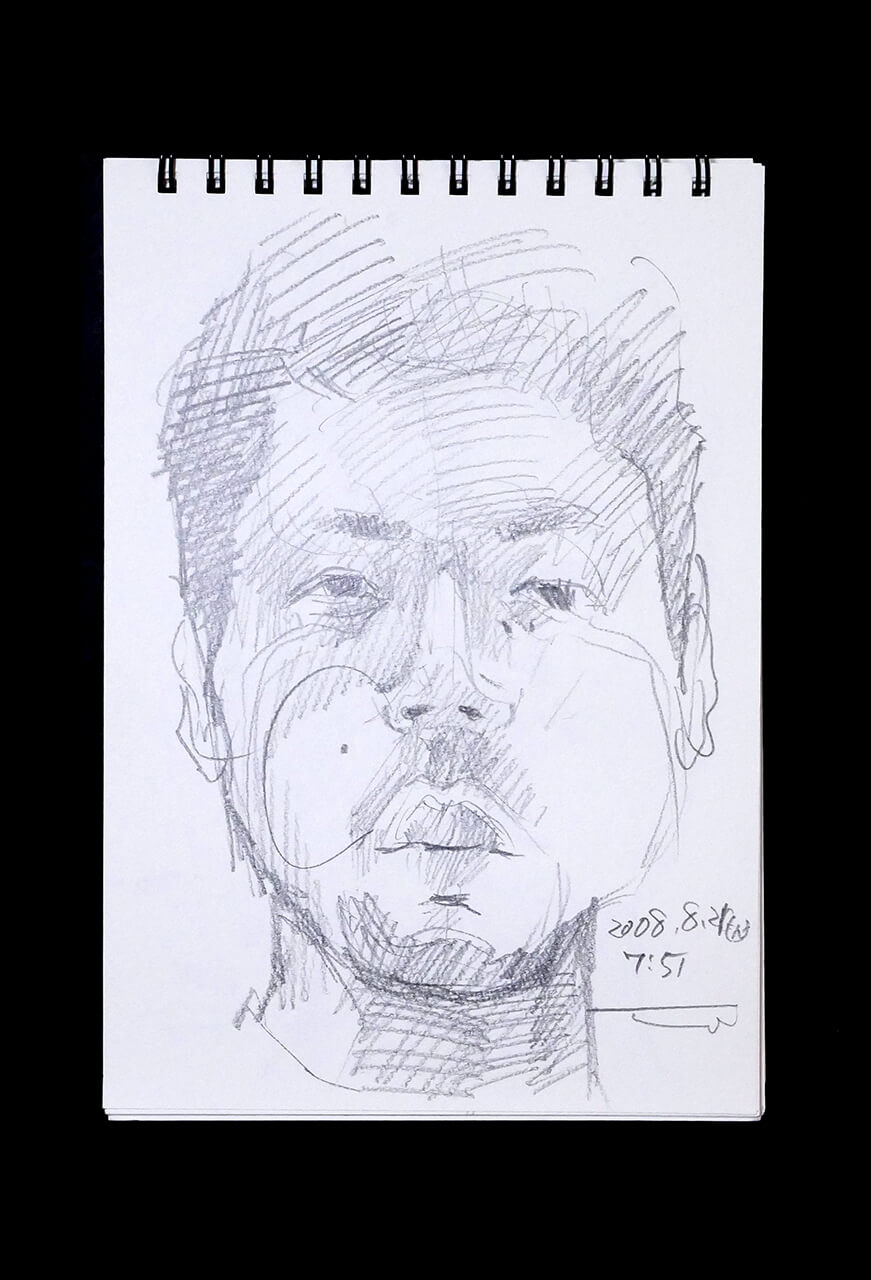 Contemporary artist SHINTAKU Tomoni's 2008/8/21 Self-portrait or pencil drawing
