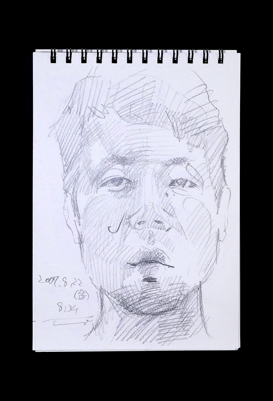 Contemporary artist SHINTAKU Tomoni's 2008/8/22 Self-portrait or pencil drawing