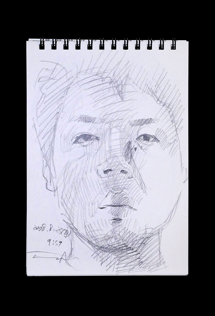 Contemporary artist SHINTAKU Tomoni's 2008/8/24 Self-portrait or pencil drawing