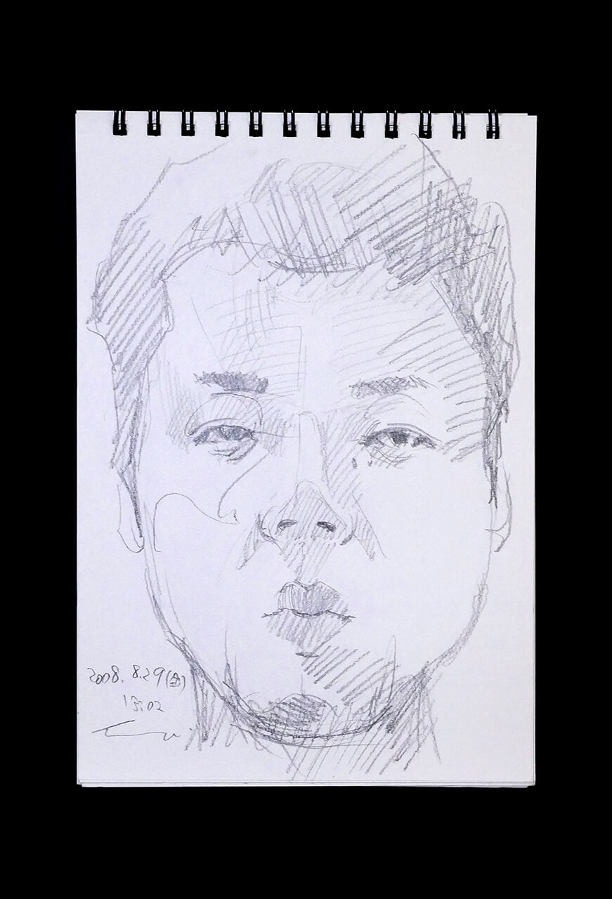 Contemporary artist SHINTAKU Tomoni's 2008/8/29 Self-portrait or pencil drawing