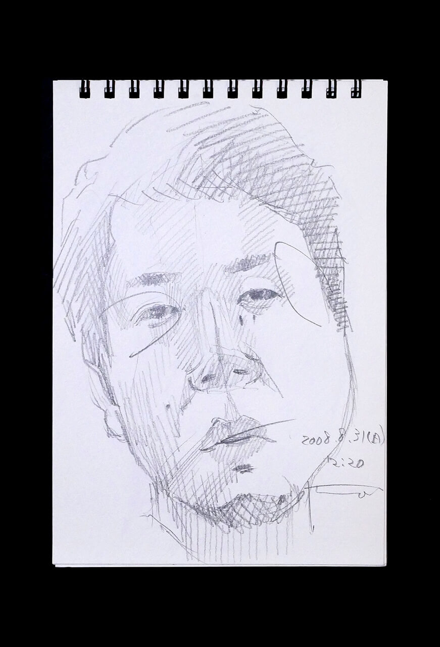 Contemporary artist SHINTAKU Tomoni's 2008/8/31 Self-portrait or pencil drawing