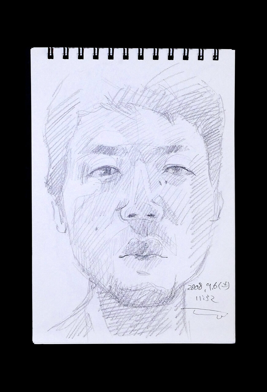 Contemporary artist SHINTAKU Tomoni's 2008/9/6 Self-portrait or pencil drawing