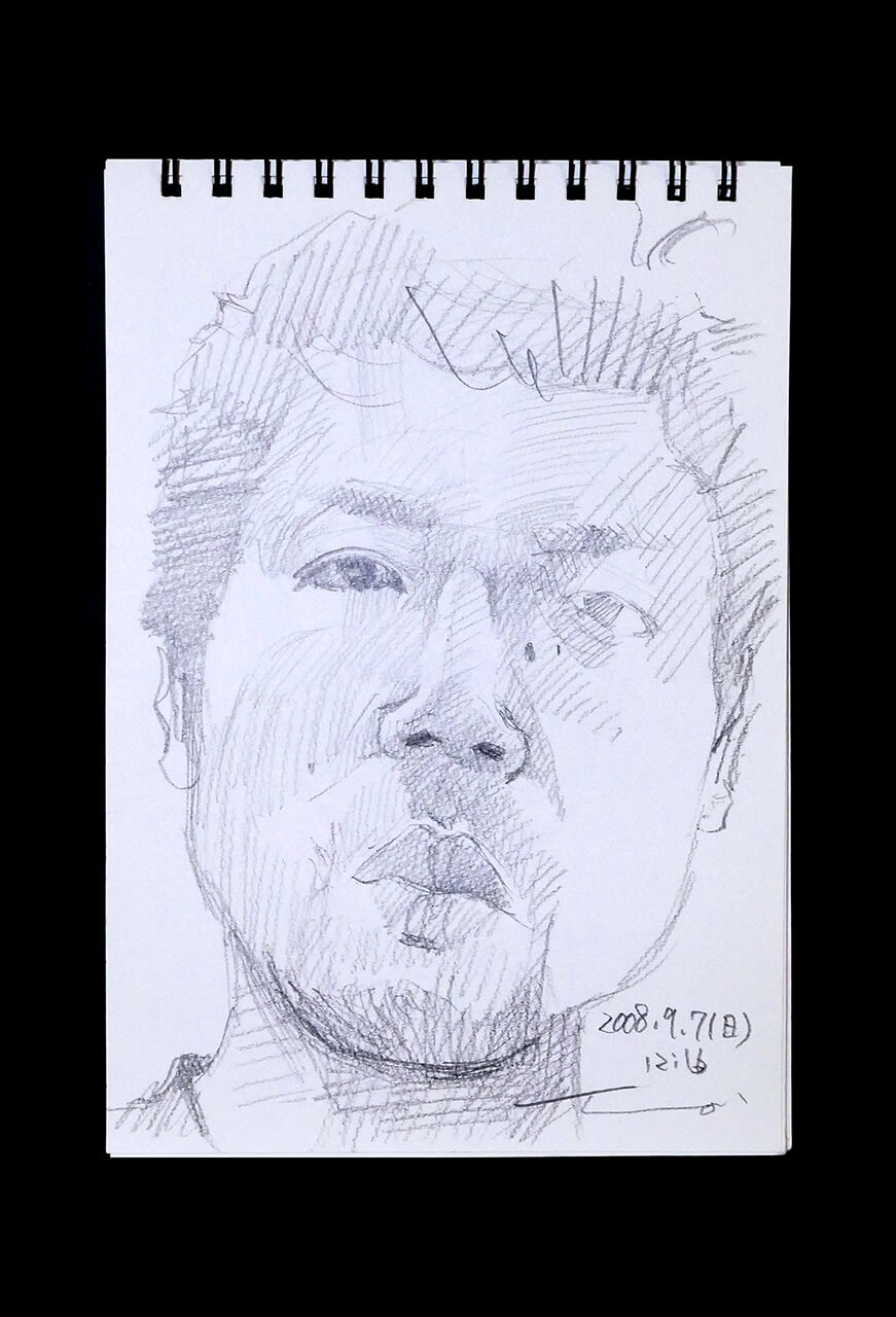 Contemporary artist SHINTAKU Tomoni's 2008/9/7 Self-portrait or pencil drawing