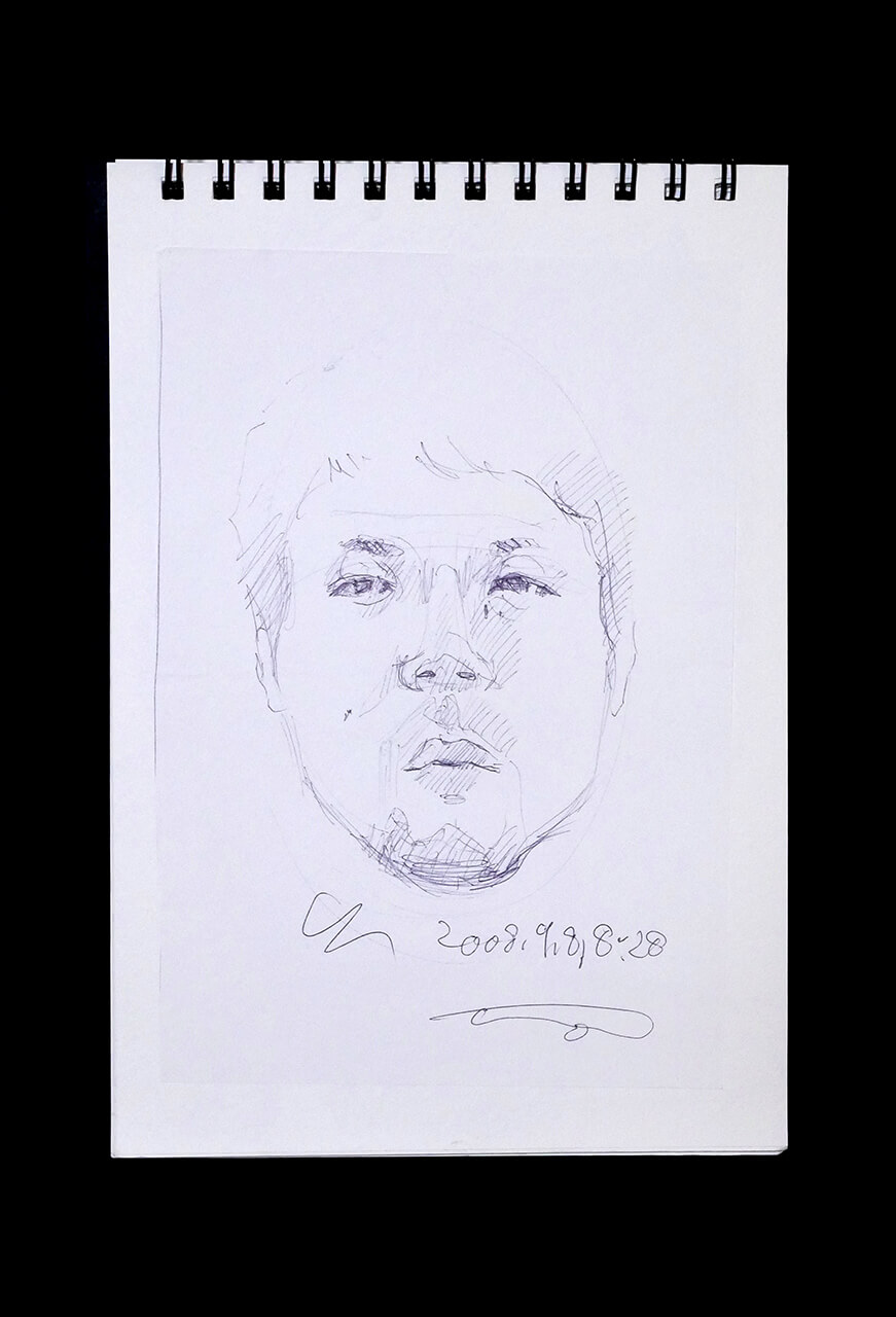 Contemporary artist SHINTAKU Tomoni's 2008/9/8 Self-portrait or pencil drawing