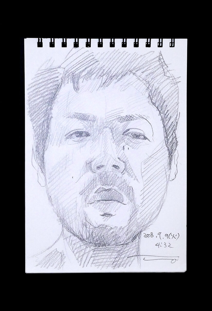 Contemporary artist SHINTAKU Tomoni's 2008/9/9 Self-portrait or pencil drawing