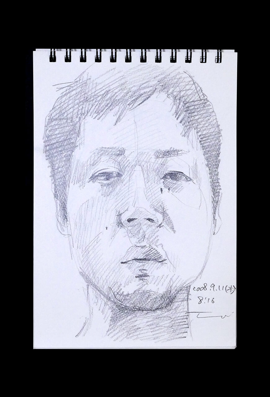 Contemporary artist SHINTAKU Tomoni's 2008/9/11 Self-portrait or pencil drawing