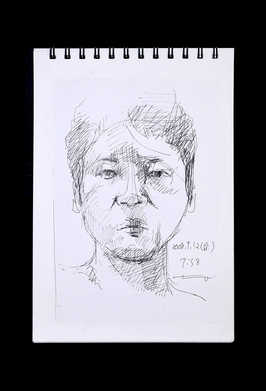 Contemporary artist SHINTAKU Tomoni's 2008/9/12 Self-portrait or pencil drawing