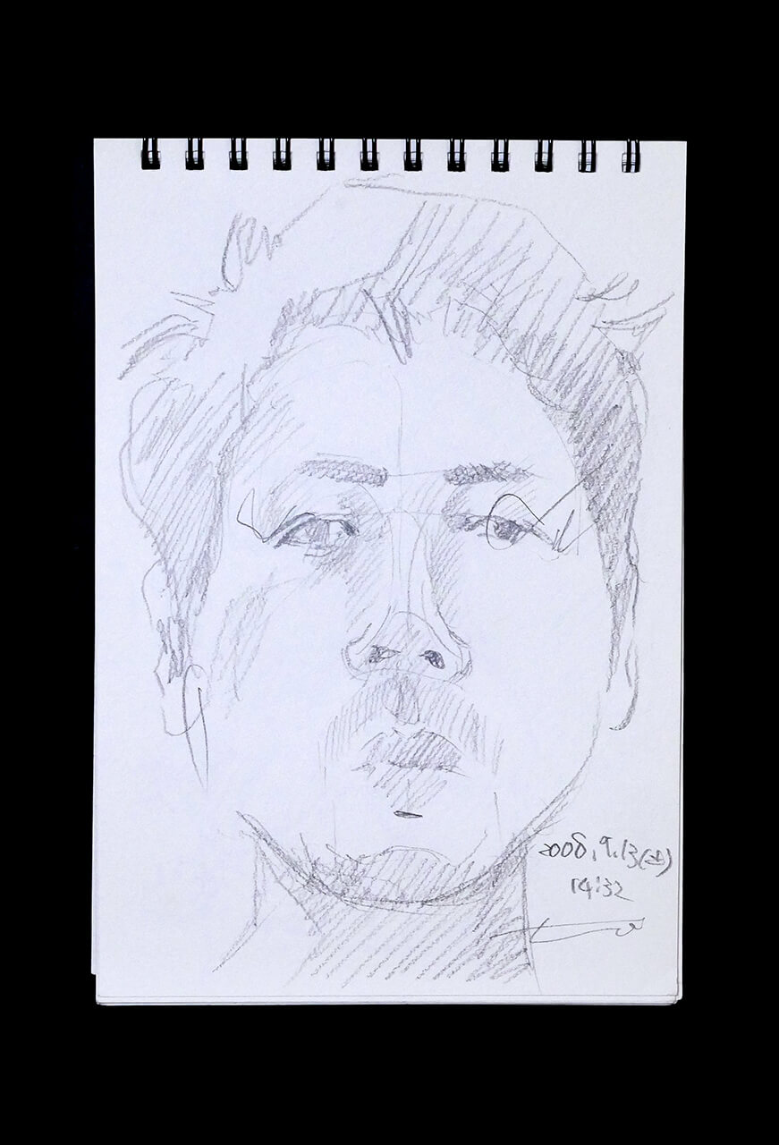 Contemporary artist SHINTAKU Tomoni's 2008/9/13 Self-portrait or pencil drawing