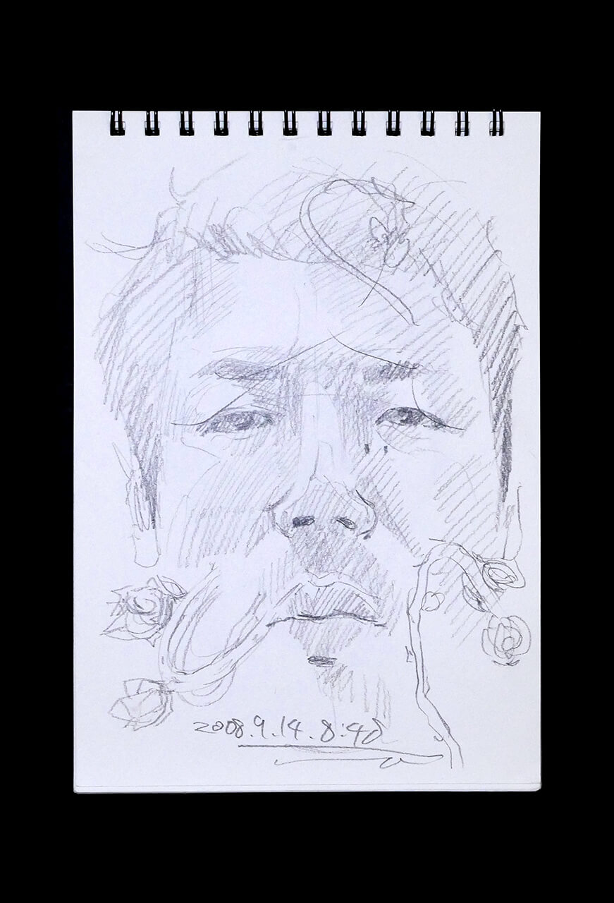 Contemporary artist SHINTAKU Tomoni's 2008/9/14 Self-portrait or pencil drawing