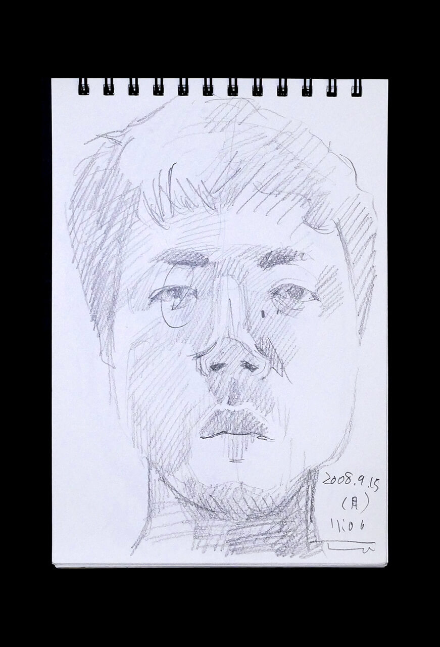 Contemporary artist SHINTAKU Tomoni's 2008/9/15 Self-portrait or pencil drawing