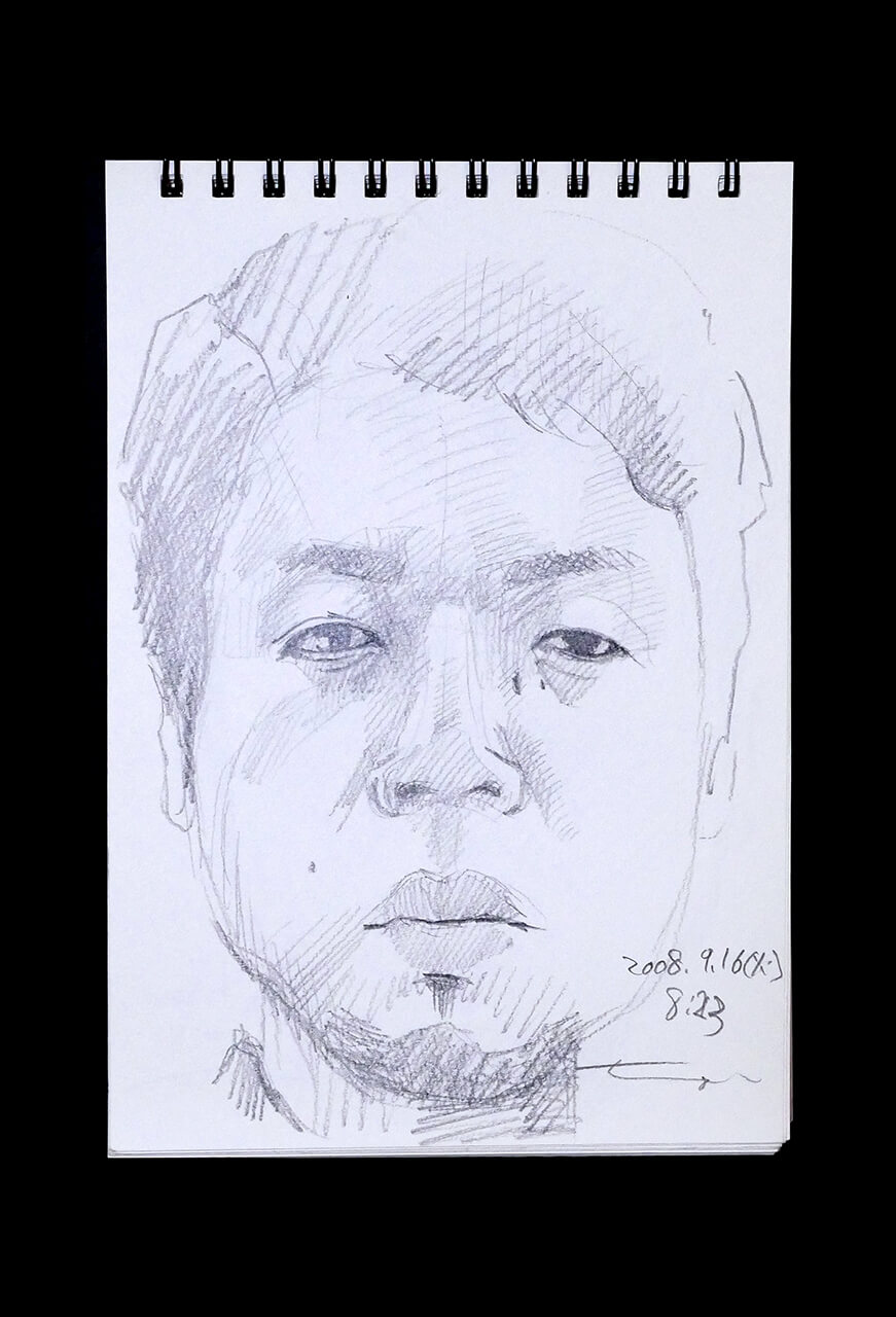 Contemporary artist SHINTAKU Tomoni's 2008/9/16 Self-portrait or pencil drawing