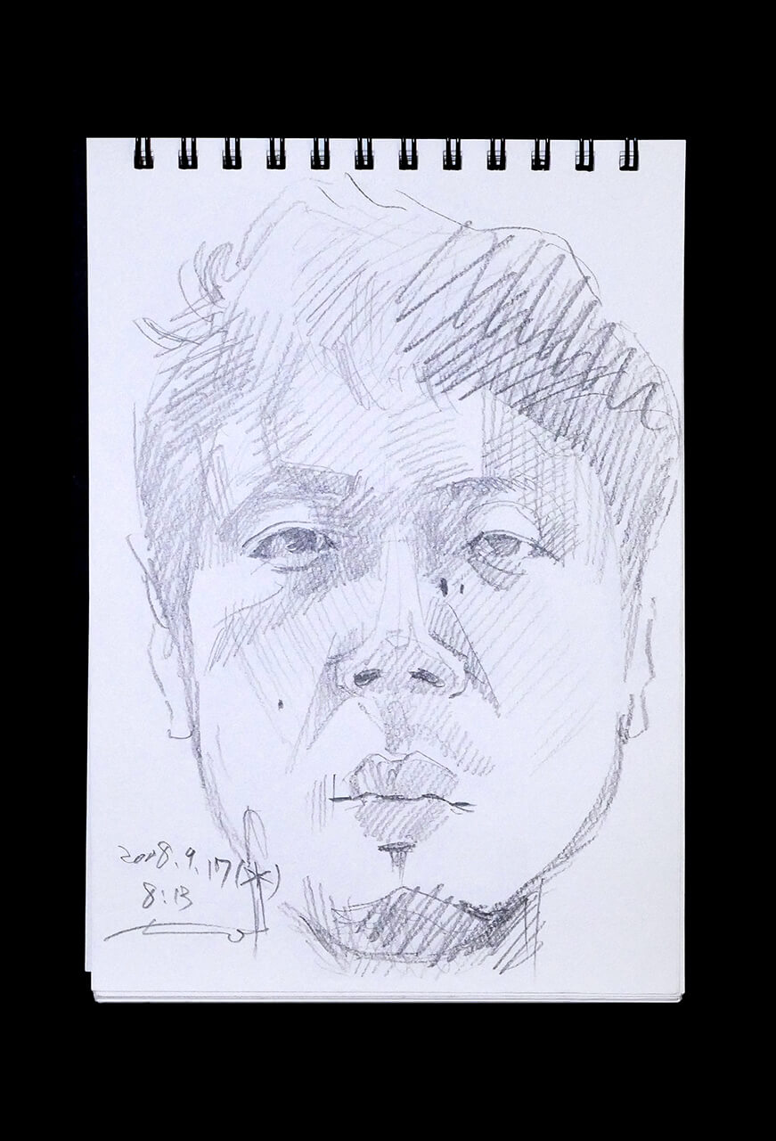 Contemporary artist SHINTAKU Tomoni's 2008/9/17 Self-portrait or pencil drawing
