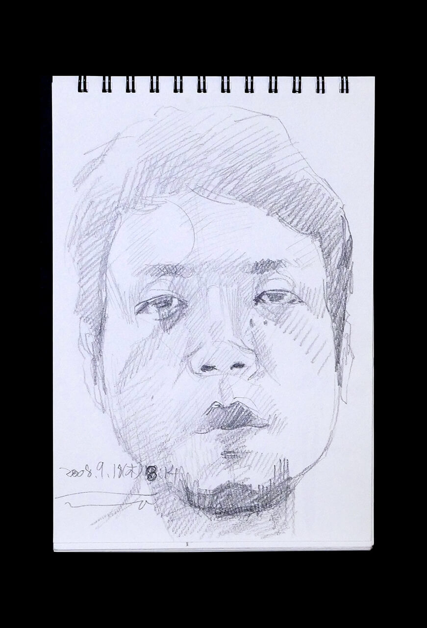 Contemporary artist SHINTAKU Tomoni's 2008/9/18 Self-portrait or pencil drawing