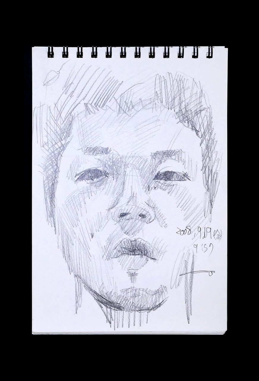 Contemporary artist SHINTAKU Tomoni's 2008/9/19 Self-portrait or pencil drawing