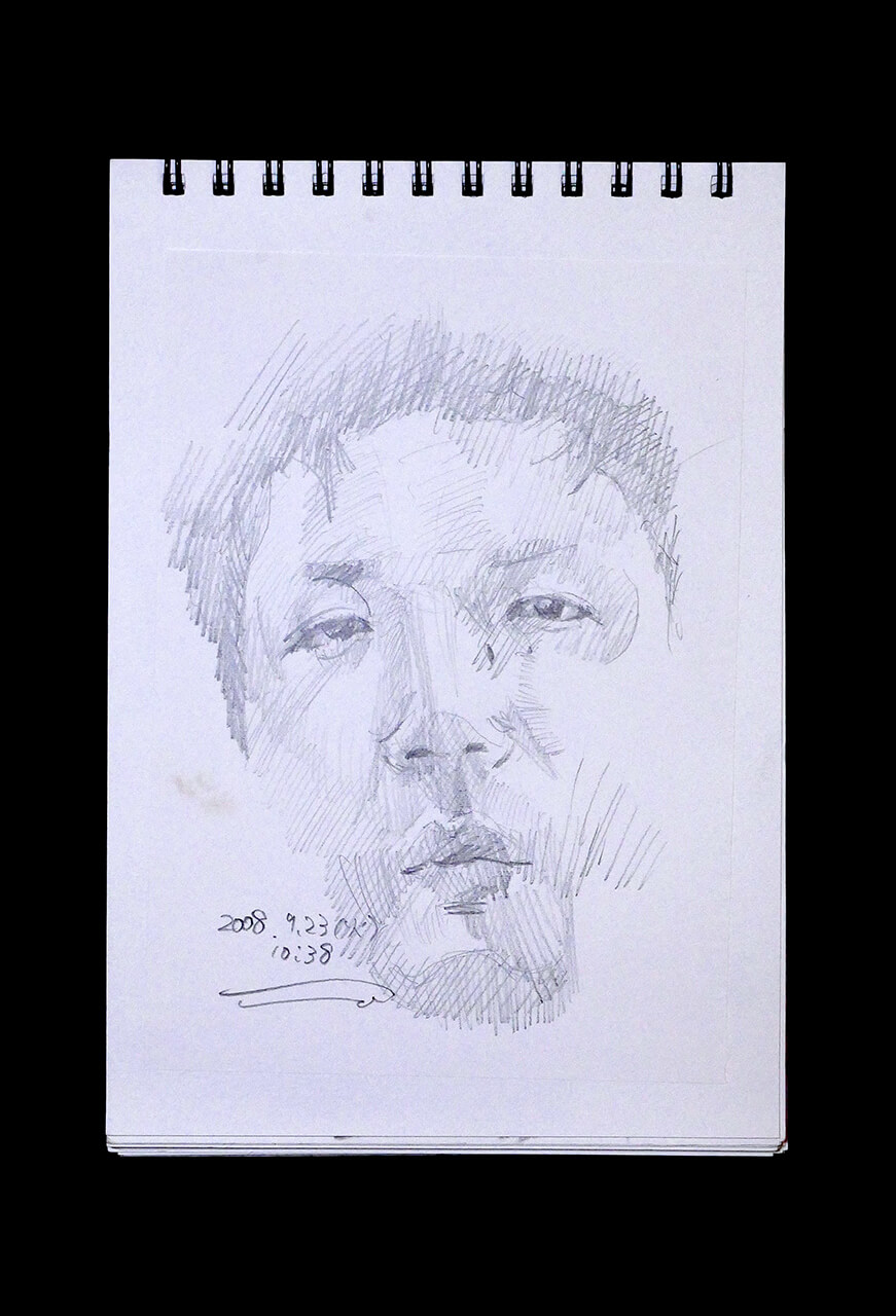 Contemporary artist SHINTAKU Tomoni's 2008/9/23 Self-portrait or pencil drawing