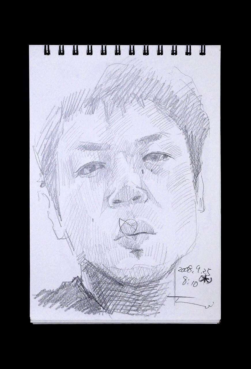 Contemporary artist SHINTAKU Tomoni's 2008/9/25 Self-portrait or pencil drawing