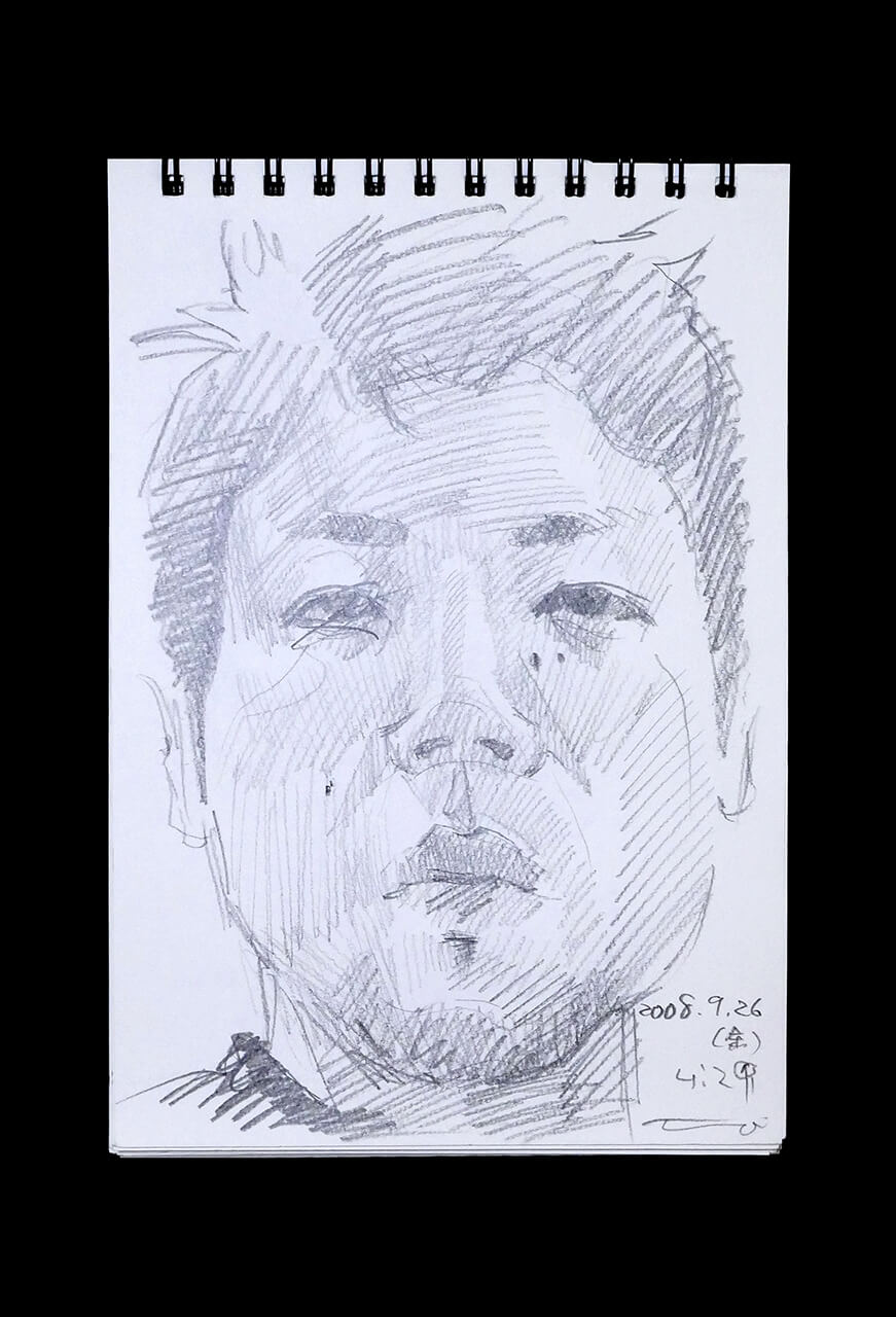 Contemporary artist SHINTAKU Tomoni's 2008/9/26 Self-portrait or pencil drawing