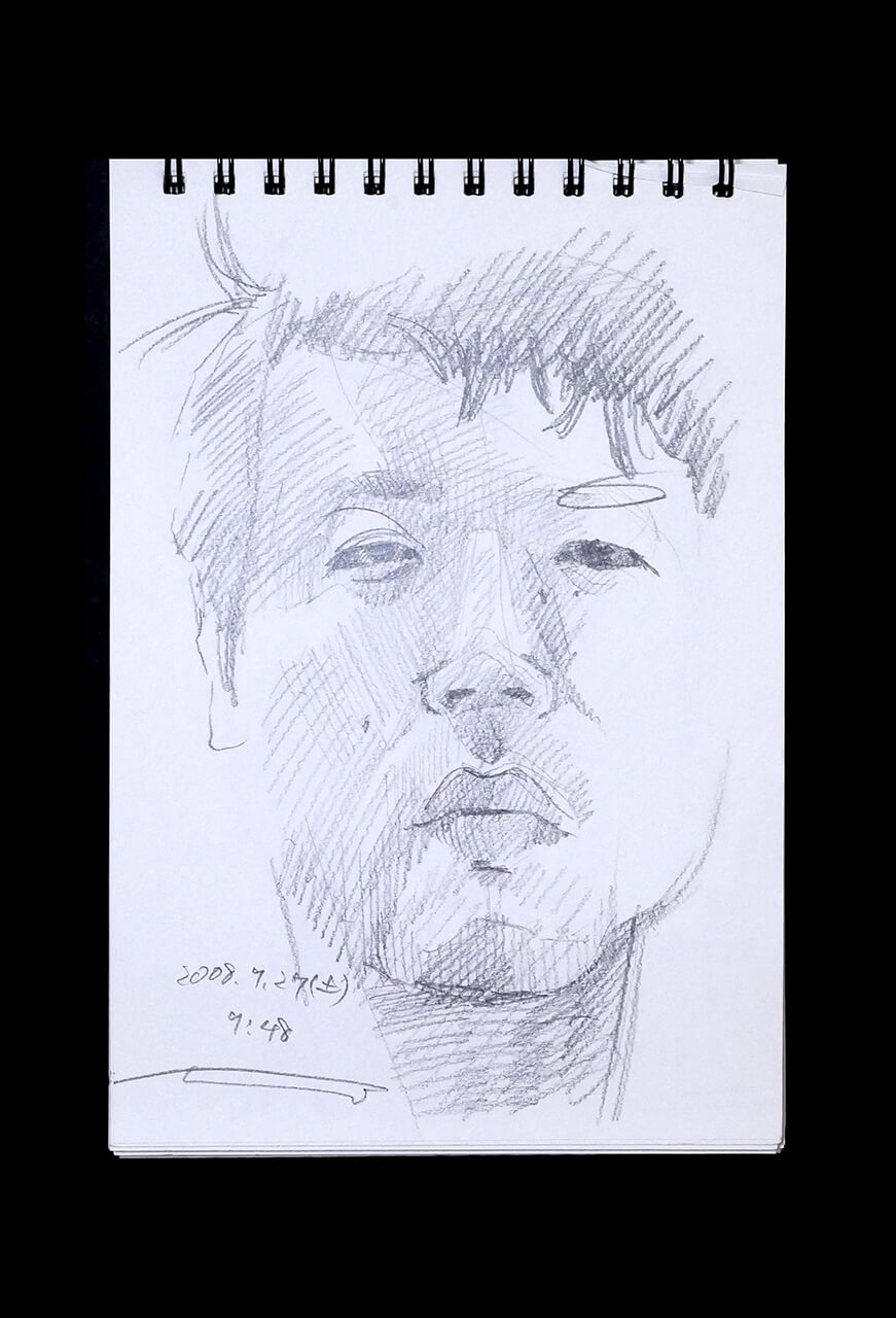 Contemporary artist SHINTAKU Tomoni's 2008/9/27 Self-portrait or pencil drawing