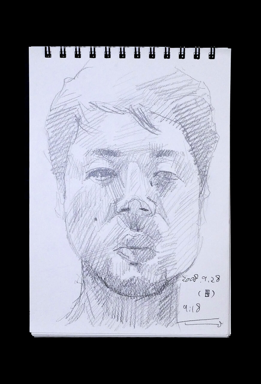 Contemporary artist SHINTAKU Tomoni's 2008/9/28 Self-portrait or pencil drawing
