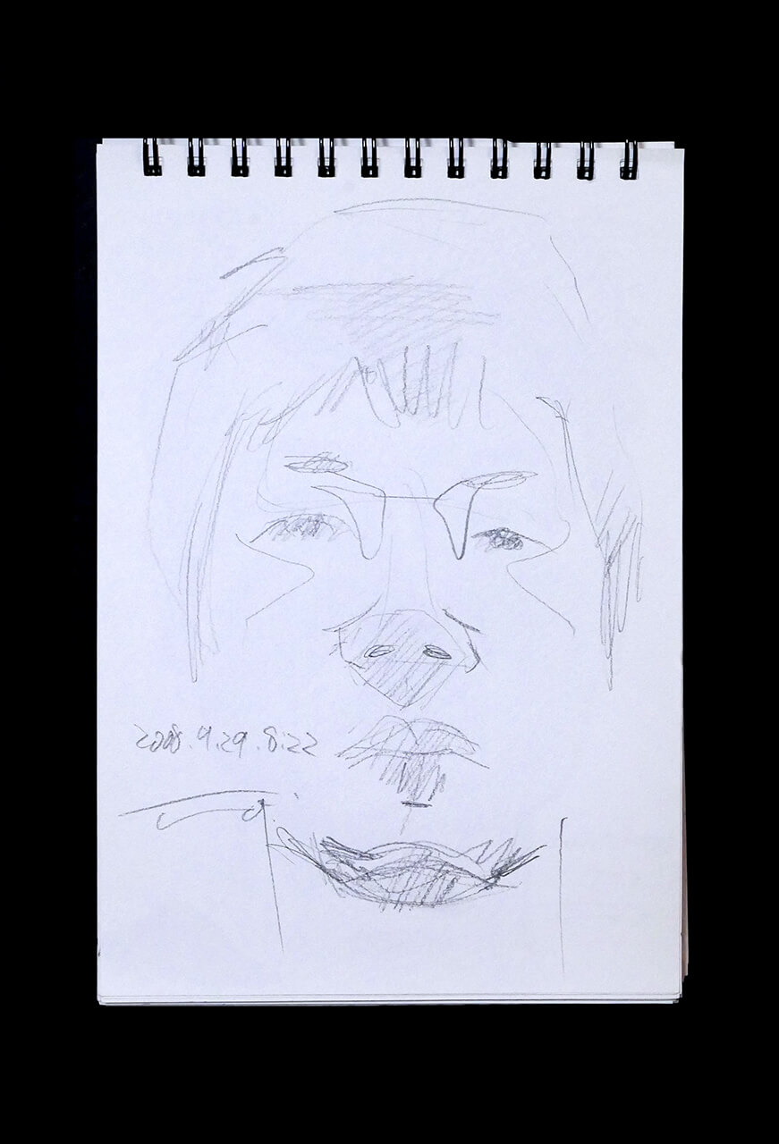 Contemporary artist SHINTAKU Tomoni's 2008/9/29 Self-portrait or pencil drawing